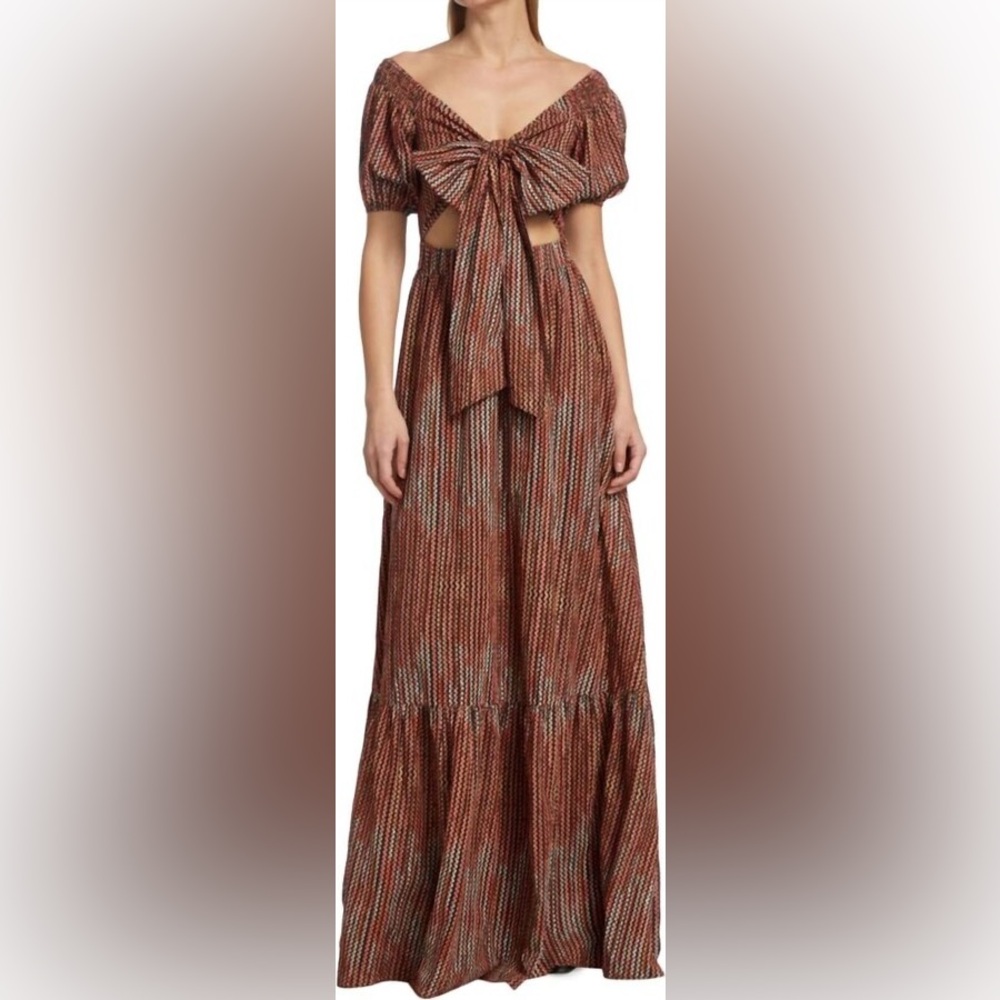 NWT Ramy Brook Megan Cutout Smocked Waist Tie Front Maxi Dress Women’s Plus XXL - Picture 13 of 14